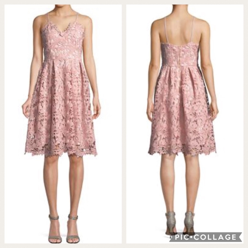 Crochet floral lace dress - BLUSH